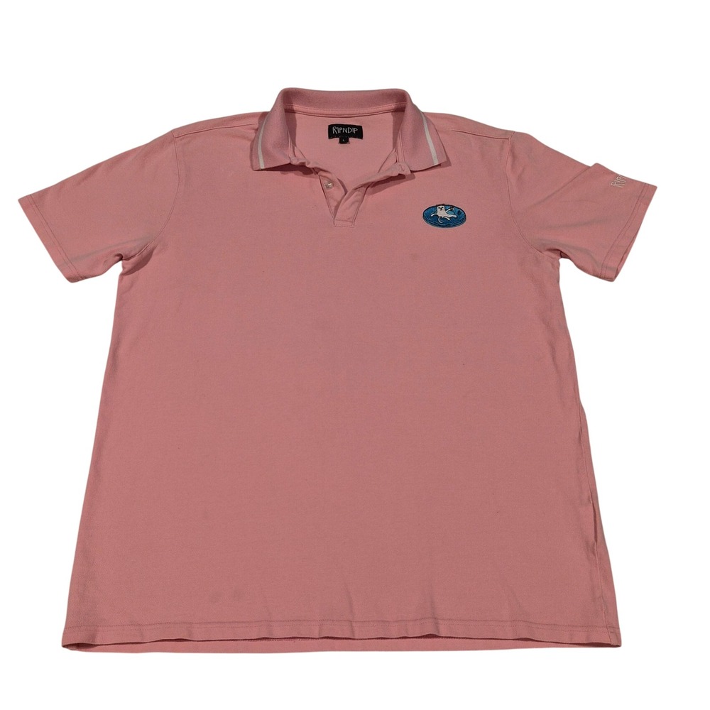 Ripndip Pink Lord Nermal Cat Float Polo Shirt Mens Large Short Sleeve Cotton